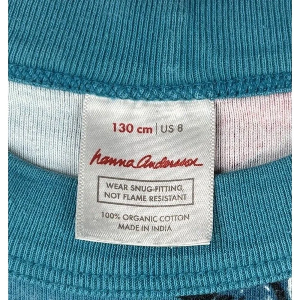 Hanna Andersson Butterfly Pajama Top Girls 8 (130) Organic Cotton Aqua Teal